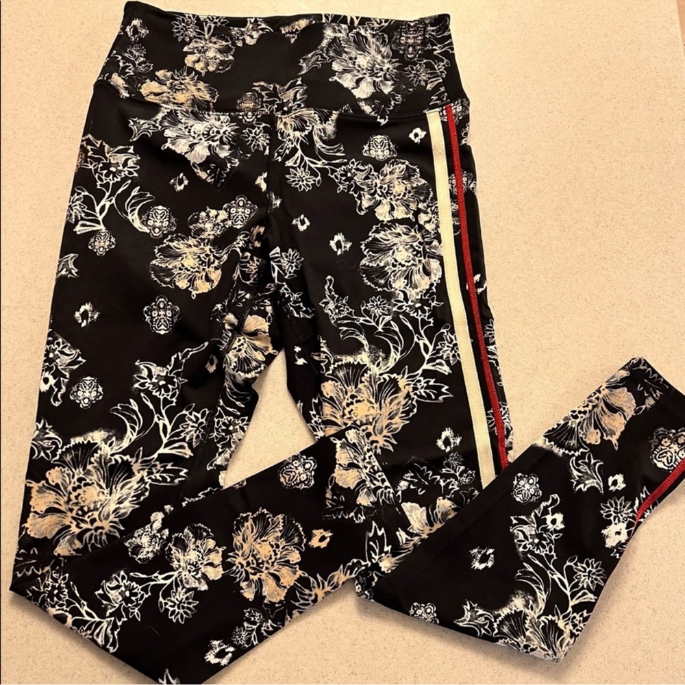 FP Movement Floral Black Leggings with Side Stripe